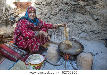 Omani Woman Making Bread