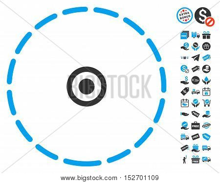 Round Area pictograph with free bonus pictures. Vector illustration style is flat iconic symbols blue and gray colors white background.