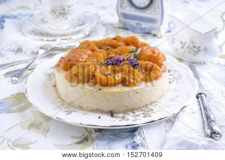 Peach Cheesecake on Plate