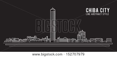 Cityscape Building Line art Vector Illustration design - Chiba city