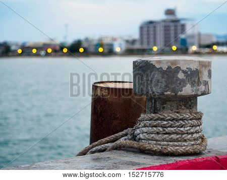 bollard for tying up ships at Prachuap Khiri Khan Thailand