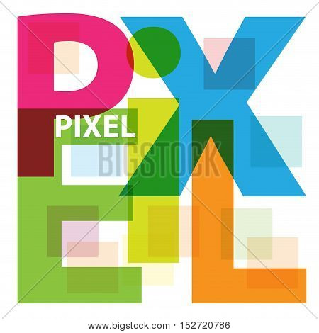 Vector Pixel. Isolated confused broken colorful text