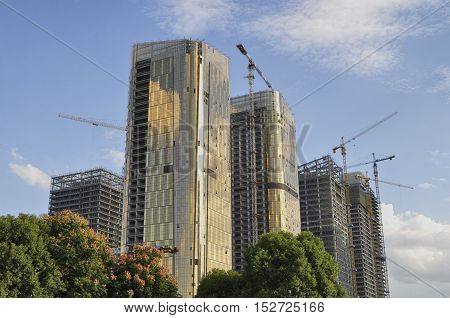 construction phase of the complex high-rise buildings.China.Yiwu