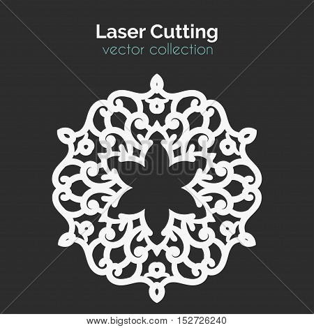 Laser Cutting Template. Round Card. Die Cut Mangala. Cutout Illustration With Ornamental Lace Decoration For Wedding Invitation Cards. Die Cut Mangala. Vector Design.