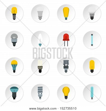 Light bulb icons set. Flat illustration of 16 light bulb vector icons for web