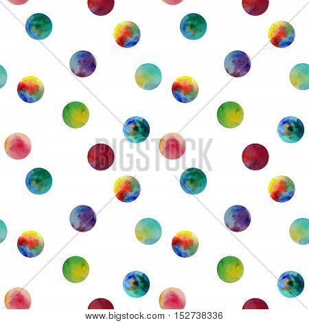 Seamless pattern. Watercolor vector abstract background. Watercolor round brushstrokes. On white background. Colorful and endless print