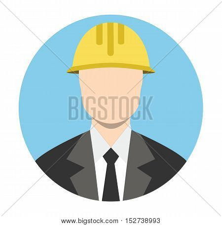 Engineer Architect Business Man Isoalated Circle Flat Icon Vector Stock - Business Man Architect Yellow Builder Helmet