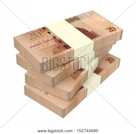 Libyan dinar bills isolated on white background. 3D illustration.