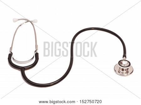 Doctor's stethoscope device on a white background