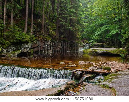 Szklarka waterfall - the second highest waterfall in the Polish Giant Mountains, Europe