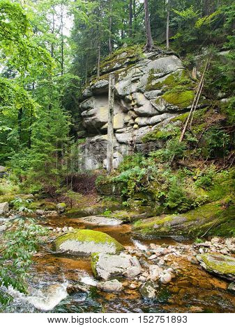 Szklarka waterfall - the second highest waterfall in the Polish Giant Mountains, Europe