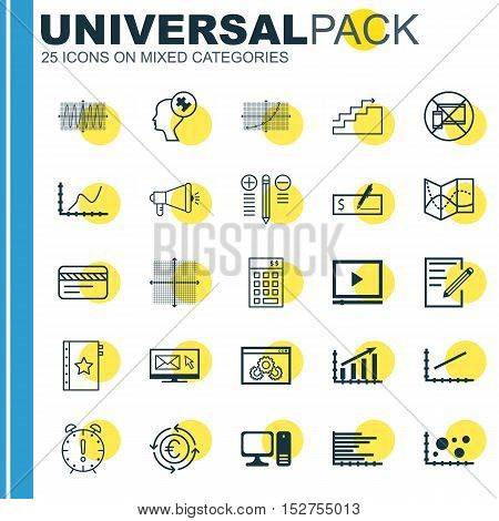 Set Of 25 Universal Editable Icons For Computer Hardware, Seo And Airport Topics. Includes Icons Suc