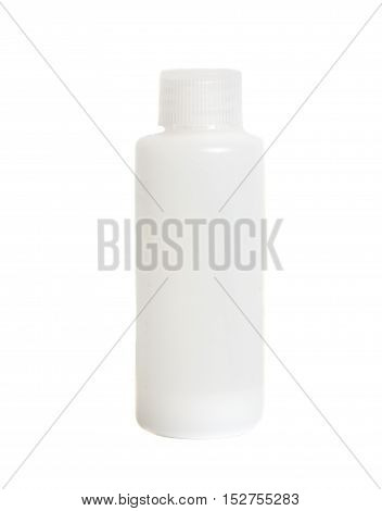White plastic medical container with cap isolated on white
