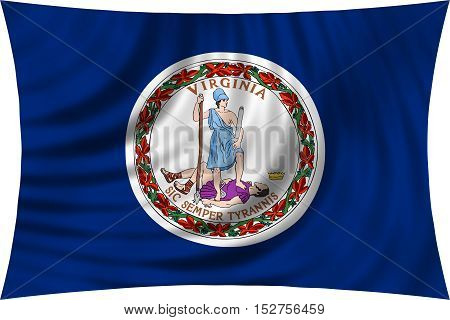 Flag of the US state of Virginia. American patriotic element. USA banner. United States of America symbol. Virginian official flag waving isolated on white 3d illustration