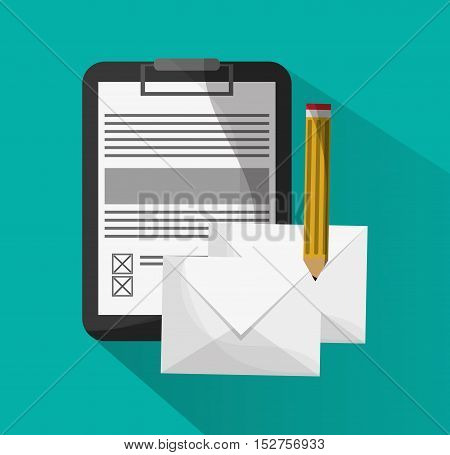 Checklist pencil and envelope icon. Delivery shipping and logistic theme. Colorful design. Vector illustration