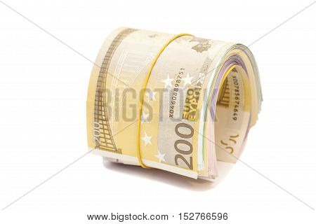 Twenty hundred euro banknotes under rubber band