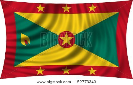Grenadian national official flag. Patriotic symbol banner element background. Correct colors. Flag of Grenada waving isolated on white 3d illustration