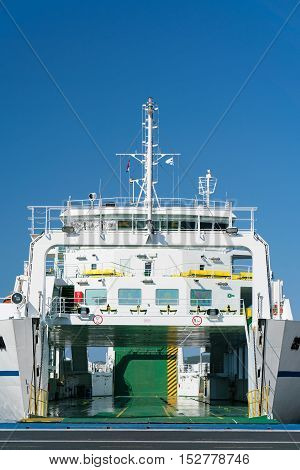 Zadar, Croatia - July 20, 2016: Jadrolinija ferry boat in Gazenica port in Zadar, Croatia. Car ferry boats linking the islands to mainland
