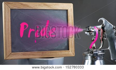 The Peoples Pride sign on a freshly sprayed blackboard.