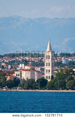 view from the sea to the old city of Zadar, Croatia.