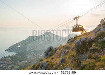 cableway up to the observation platform above Dubrovnik, Croatia.