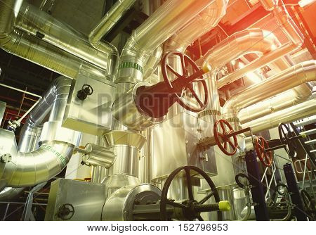 Industrial Zone, Steel Pipelines, Valves And Cables
