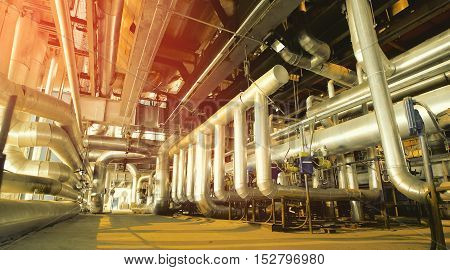 Industrial Zone, Steel Pipelines, Valves And Cables