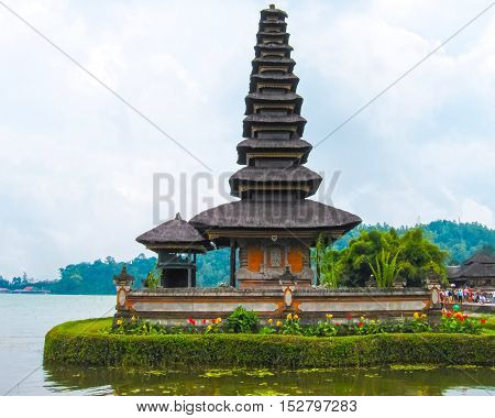 Pura Ulan Danu Beratan Water Temple in Bali Indonesia.