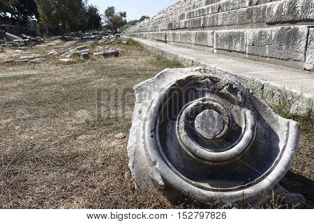 View of Temple of Apollo in antique city of Didyma / Turkey