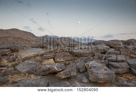 Jebel Shams the highest peak in Middle East at sunset