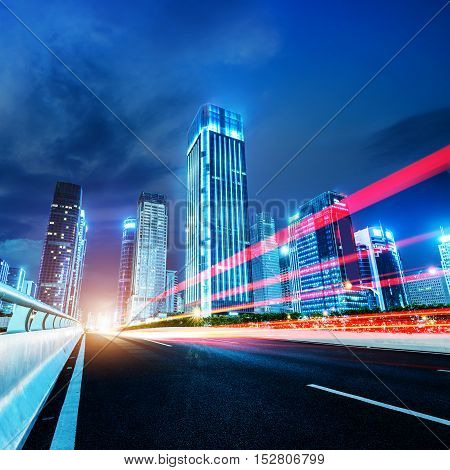light trails on the street at dusk in guangdongChina