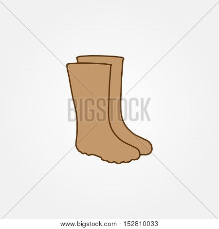 Rubber boots icon. Waterproof shoes. Flat Vector illustration