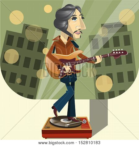 guitarist musician character playing a beautiful instrumental song