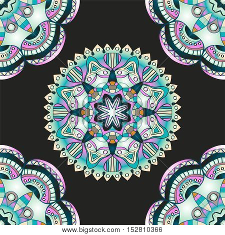 Seamless pattern with mandalas in modern nacre colors, trend of 2017 . Vector background
