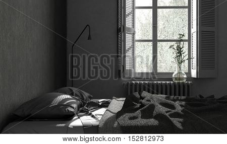 Living lounge night scene, minimalistic interior design