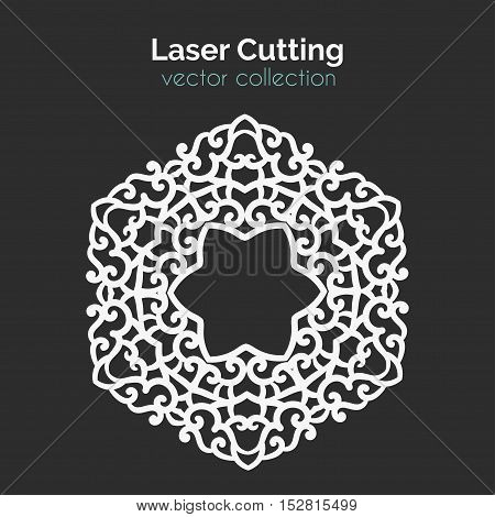 Laser Cutting Template. Round Card. Die Cut Mangala. Cutout Illustration With Ornamental Lace Decoration For Wedding Invitation Cards. Vector Design.