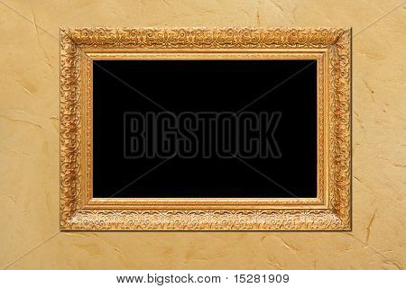 Antique frame on wallpaper, add your own text or photo.