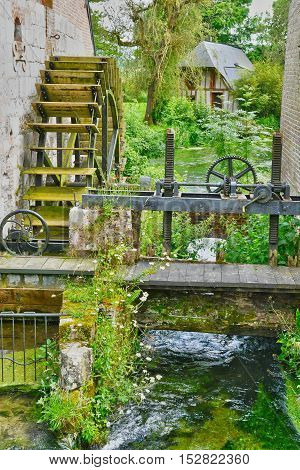Saint Wandrille Rancon France - june 22 2016 : water mill
