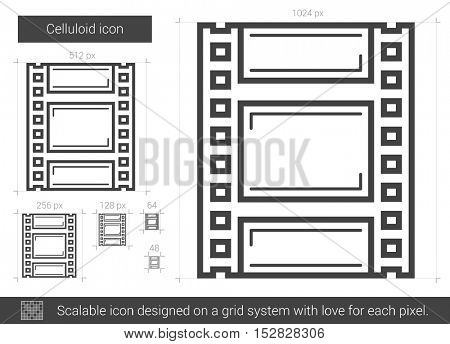 Celluloid vector line icon isolated on white background. Celluloid line icon for infographic, website or app. Scalable icon designed on a grid system.