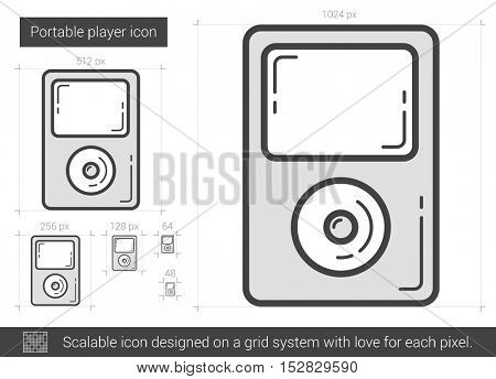 Portable player vector line icon isolated on white background. Portable player line icon for infographic, website or app. Scalable icon designed on a grid system.