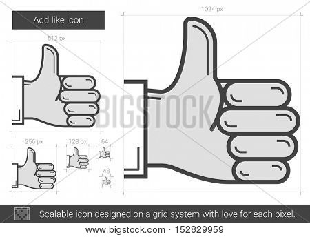 Add like vector line icon isolated on white background. Add like line icon for infographic, website or app. Scalable icon designed on a grid system.