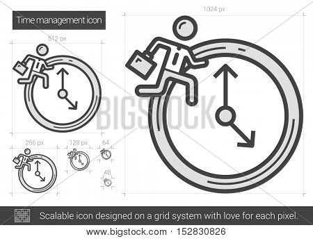 Time managment vector line icon isolated on white background. Time managment line icon for infographic, website or app. Scalable icon designed on a grid system.