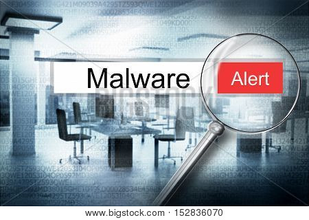 reading the word malware browser search security alert 3D Illustration