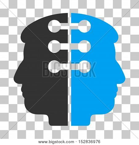 Blue And Gray Dual Head Interface interface pictogram. Vector pictogram style is a flat bicolor symbol on chess transparent background.