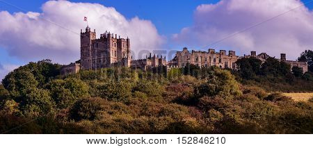 Panorama of Bolsover Castle in Derbyshire Englandused with color effect.