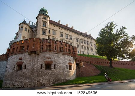 KRAKOW, POLAND - SEP 7, 2016: Wawel Royal Castle, residency built at the behest of King Casimir III the Great, reigned 1333-1370. The most historically and culturally important site in Poland.