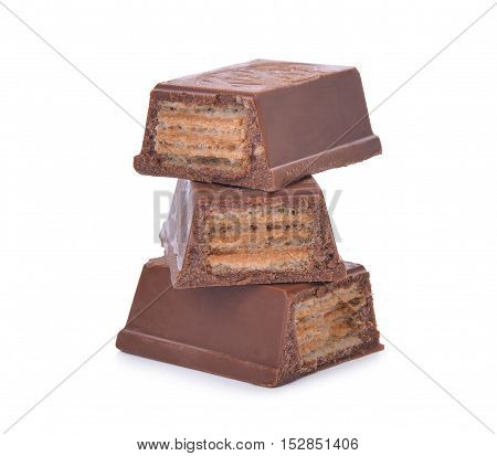 wafers in chocolate isolated on a white