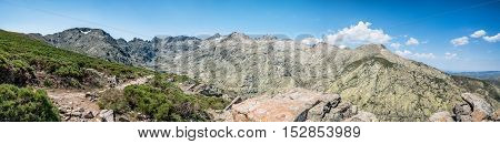 Panorama of the Circo of Gredos in Avila Spain a blue sky day of summer