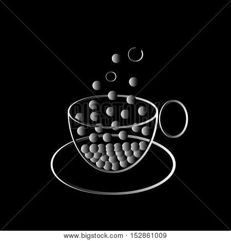 cup of hot coffee (image of molecular structure)