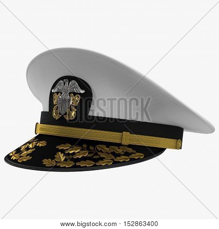 US navy officer's cap isolated on a white background. 3D illustration
